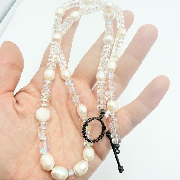 Vintage Freshwater Pearls Clear Beads Necklace - Picture 6 of 7